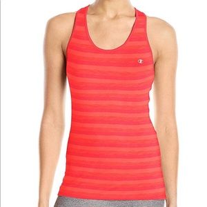 Neon pinkish orange Champion vapor run tank